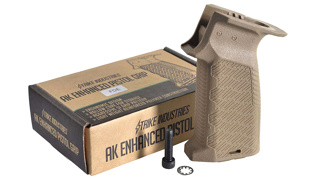 STRIKE INDUSTRIES AK Enhanced Pistol Grip. Finger bump accessory sold separated. In FDE